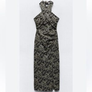Zara Embroidered Leaf Print Dress